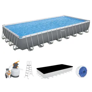 Bestway Power Steel 31'4" x 16' x 52" Rectangular Above Ground Swimming Pool Set Inflatable