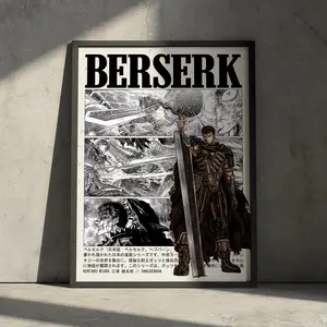 Berserk Manga POSTER UNFRAMED  Art Print, Guts Anime Minimalist Artwork, Griffith Brutalist Vintage Graphic Wall Decor, Birthday Gift for Anime Fan