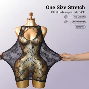V06 Date Night Outfit Fishnet Lingeries Fish Net Underware NetLingeries Bodystocking | Lace Lingerie | Plus-size Friendly | Womenswear Bodysuits Teddy secret gift Floral Mesh Set spicy Slim Fit Sheer minimalist style basic womenswear intimate wear charm