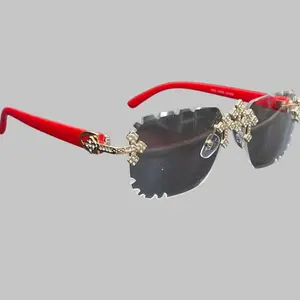 Fashion Glasses With Rhinestone Cross Design (Red)