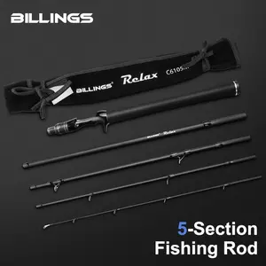 BILLINGS RELAX 5-Section Portable Travel Fishing Rod,Ultra-Lightweight Carbon Fiber Spinning/Baitcasting Fishing Rod EVA Handle Spinning Casting Rods