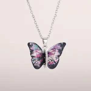Butterfly Layered Necklace for Women – Colorful Fashion Jewelry, Ideal for Daily Wear, Dates & Summer Outfits