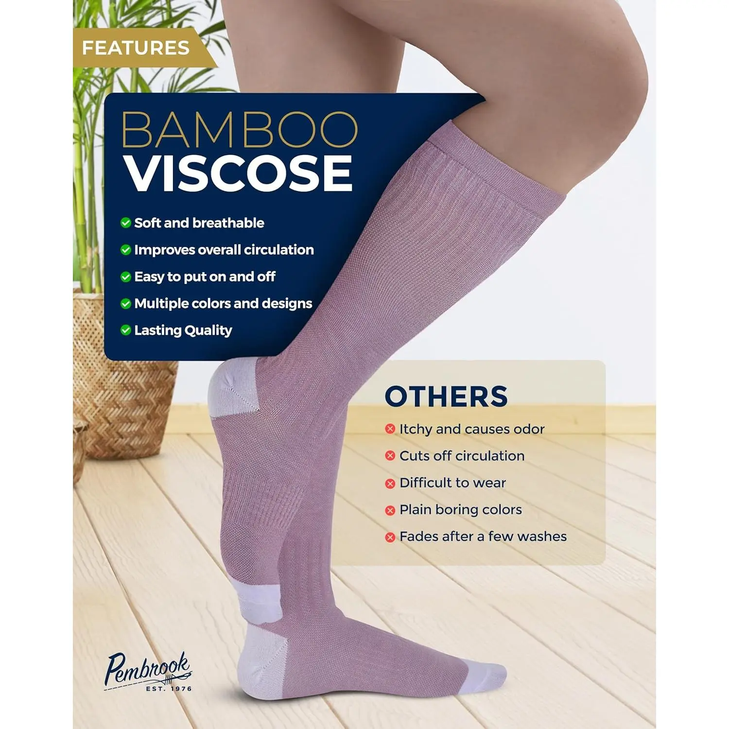Bamboo Viscose Light Compression Socks - 3 Pairs | 8-15 mmHg Knee High Comfort Support Socks for Circulation, Travel, Varicose Veins Relief, Breathable Moisture-Wicking Soft Everyday Wear Bamboo Viscose Light Compression Socks - 3 Pairs | 8-15 mmHg Knee High Comfort Support Socks for Circulation, Travel, Varicose Veins Relief, Breathable Moisture-Wicking Soft Everyday Wear