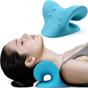 Neck and Shoulder Relaxer, Cervical Traction Device, Muscle Relaxing Neck Traction Pillow, Medium Hardness, Eva Foam (blue), Relaxation Aid