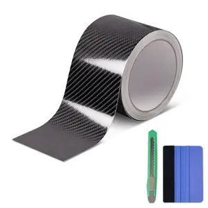 6D High Gloss Carbon Fiber Vinyl Wrap Tape, Chrome Delete Tape for   Detailing DIY  Door Edge Guard  Blackout Tape Roll (6D Black, 3in x 30ft)