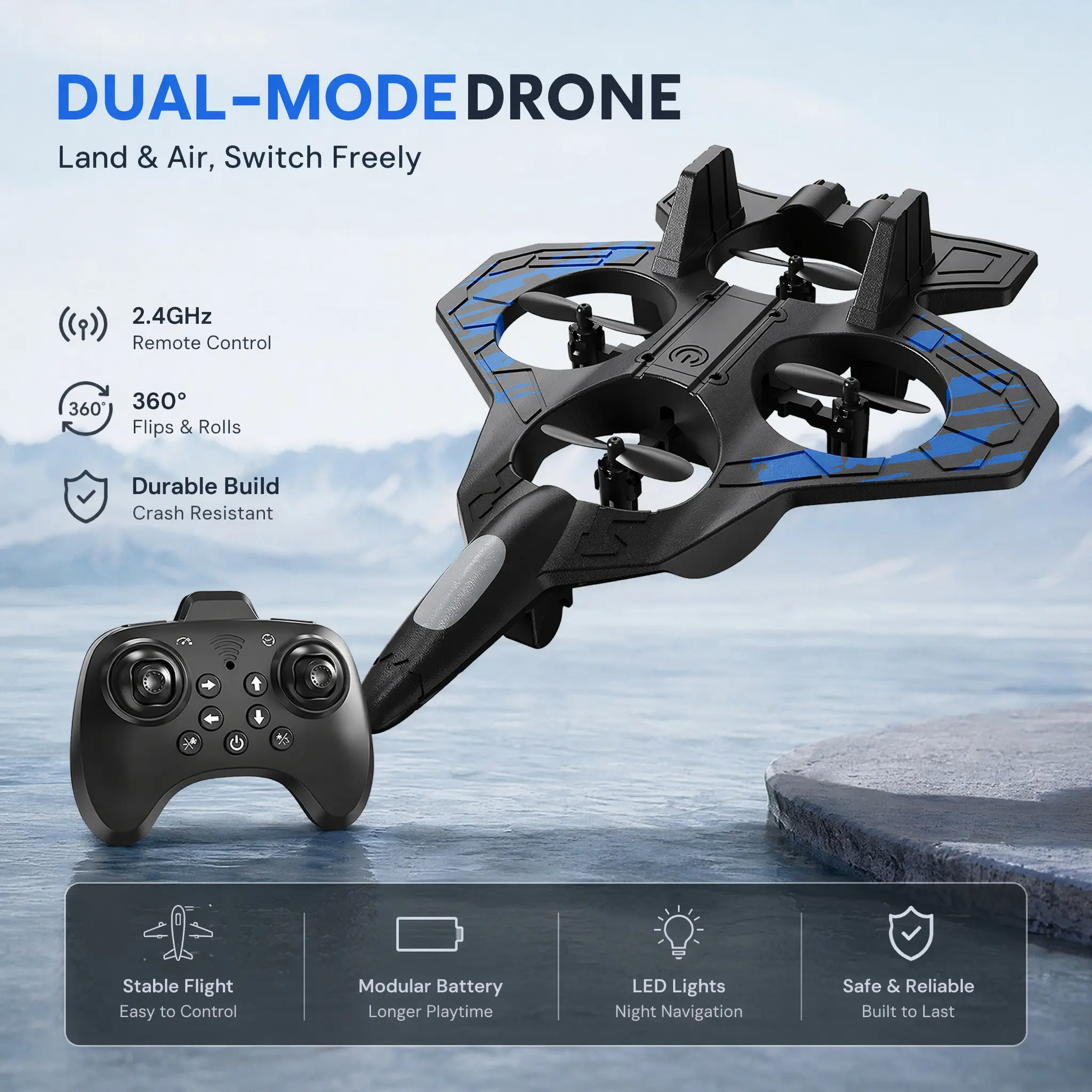 Children's Remote-Controlled Drone - 360° Tumbling Stunt Flying Toy, Stable Hovering, 1-Button Takeoff & Landing, Kids' Gift Option, Dual-Battery or Triple-Battery Remote-Controlled Aircraft