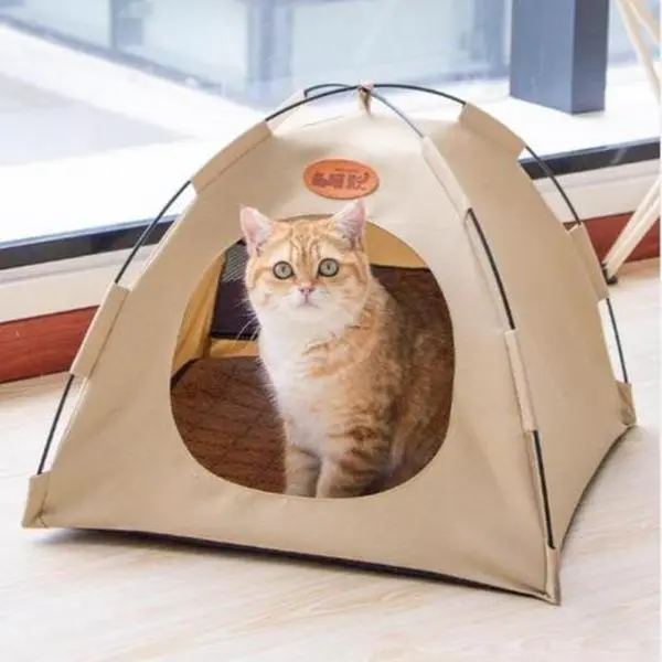 Easy Setup Pet Tent for Small Dogs Cats - Cozy Cat House with Removable Mat | Collapsible Nest for Backpacking Road Trip Picnic | Ideal Birthday Gift for Pet Parents with Carrying Bag Pet Bed Waterproof Fabric