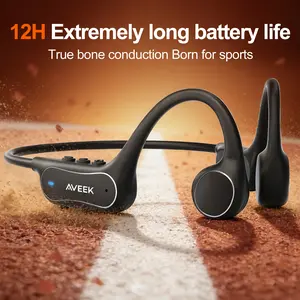 Aveek Bone Conduction Headphones Open Ear Bluetooth6.0 with Mic Waterproof Sport Earphones 12H Playtime Stereo Sound for Running Cycling Outdoor Sports Black Audio Long Lasting