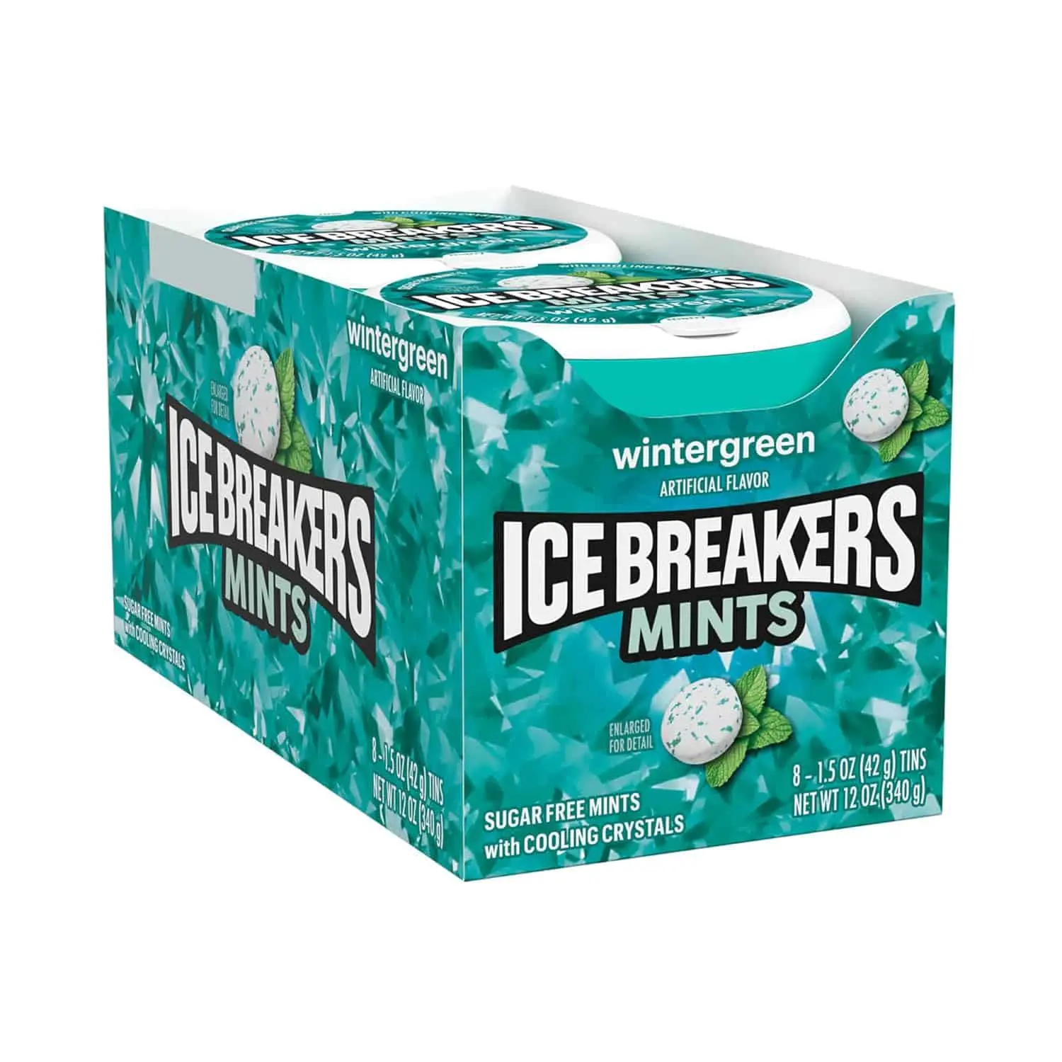 ICE BREAKERS Wintergreen Sugar-Free Candies, Breath Mints Snack, 1.5 oz Tins (8 Count)