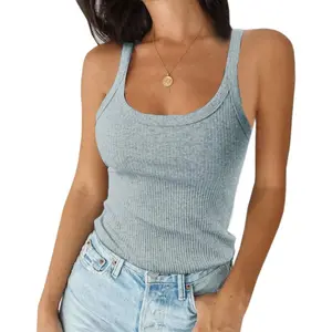 Imily Bela Women's Summer Tank Top Sexy Scoop Neck Sleeveless Cotton Ribbed Camisole Shirts Basic Casual Workout Tee