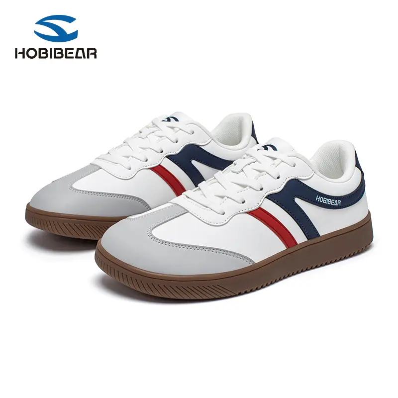 HOBIBEAR Women's Low Top Ankle PU Leather Casual Sneakers - Basic, Flexible Synthetic, Spring/Autumn Wide Toe, Lightweight Soft Sole, White Sport Shoes, Unisex Tennis Walking Shoes, Shoes For Women