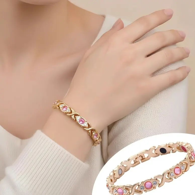 Energy magnetic bracelet, magnetic bracelet, eco-friendly alloy bracelet, sparkling crystal decoration, wristband for men and women, ideal gift