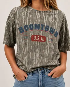 Boomtown USA Camo T-Shirt, Vintage Patriotic 1776 Graphic Tee, Distressed Americana Camouflage Shirt for Men Women