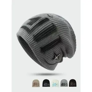 Unisex Y2K Graffiti Street Style Knit Beanie, Loose Fit Warm Winter Hat, Fashion Casual Headwear for Men Women, One Size Fits All Ideal for Daily Outdoor Wear 4-pack comfortable