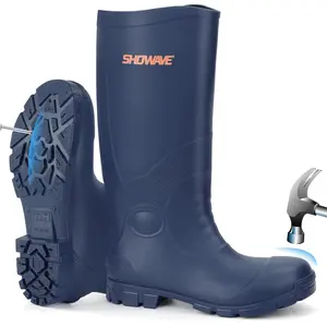Steel Toe Rubber Work Boots for Men Waterproof Durable Concrete Boots for Hunting Manufacturing Construction