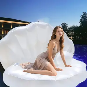 Inflatable Shell Shaped Pool Float with Pearl Ball, Inflatable Swimming Floating Seat, Swimming Ring for Adults, Summer Swimming Supplies