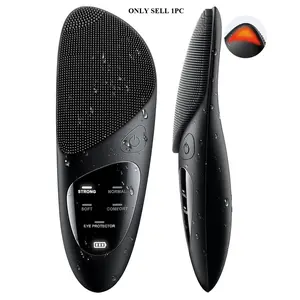 Portable Facial Cleansing Brush, Face Scrubber, Facial Cleansing Instrument, Multi-Functional Home Beauty Device, Silicone Heated Face Massager, USB Rechargeable Eye Care Tool, Multifunctional Beauty Machine