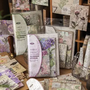 Vintage Diary Decoration Paper Set, Retro Story Series, 100 Sheets, 4 Designs, Perfect for Handmade Journals & Notebooks
