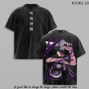 Maki Zenin Jujutsu Kaisen Anime T-Shirt Vintage Washed Heavyweight Cotton Oversized Streetwear Tee, Manga Graphic Anime Shirt for Anime Fans