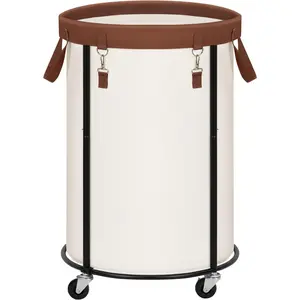 Rolling Laundry Hamper with Wheels 110L Laundry Basket, Round Laundry Cart with Frame and Removable Bag, Clothes Hamper for Bedroom,, Dorm Room, Laundry Room, Beige
