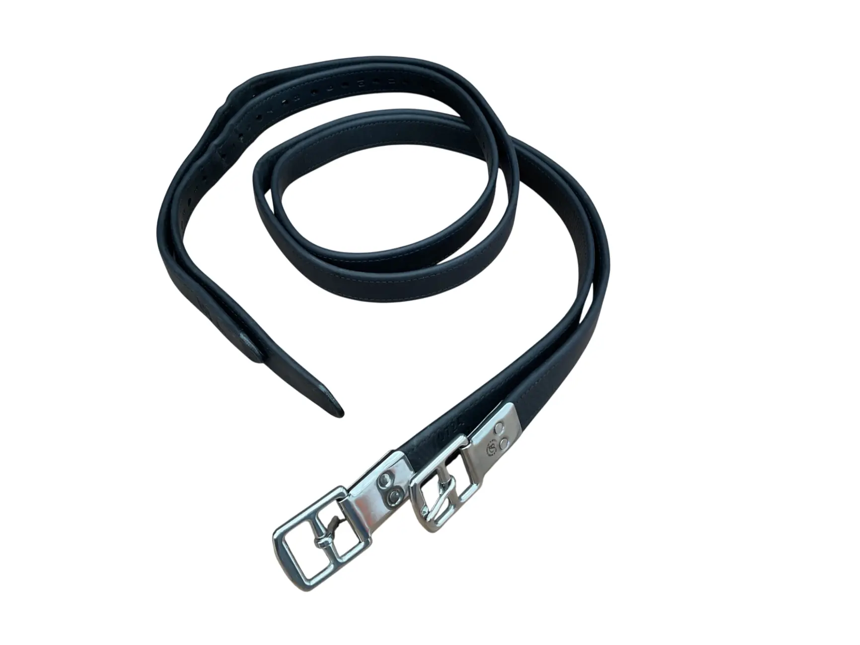 Bates Luxe Reliable Stirrup Leathers - 54 in Black Calf Wrapped Tack, Stainless Steel Buckles, Steel Rivets, 1” Apart Holes, Adjustable Secure Fit, Durable Strong Flexible Equestrian Equipment