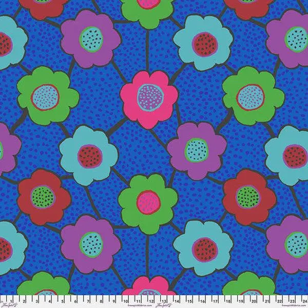 Fabric FreeSpirit Kaffe Fassett Collective Blue Floral Connections August 2025 by the Quarter Yard PWBM099.BLUE