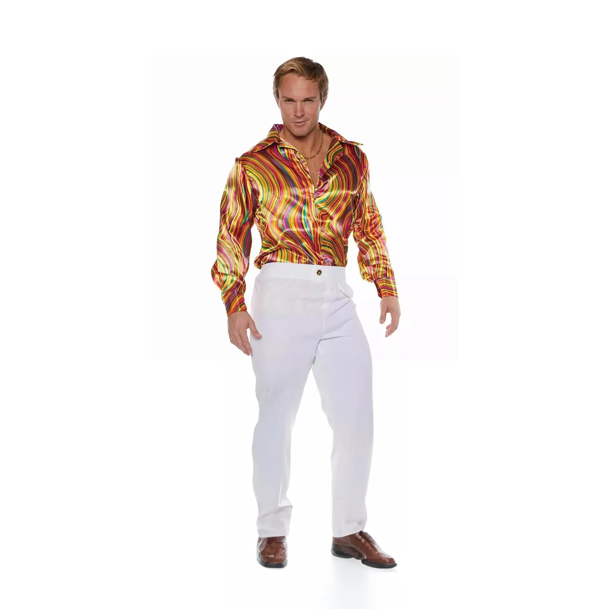 Men's Swirls Costume Shirt, Menswear for Party, Flashy Shine Design, Disco Ball Look Feature, As Shiny as a Disco Ball, Disco Shirt