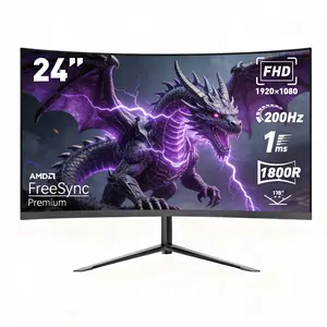 New 24 Inch Curved Gaming Monitor 200Hz 1ms IPS Panel, Ultra Smooth Gameplay FreeSync Compatible, Perfect for PS5 Xbox PC Gaming Black Friday Deal
