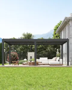 12X20Ft Louvered Pergola, Outdoor Pergola with Adjustable Louvered Roof, Integrated Drainage System, Reinforced Aluminum Frame, Hardtop Gazebo for Backyard, Patio, Deck