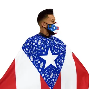 Puerto Rico Flag Barber Cape & Face Mask Set