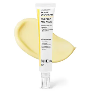 NIDA Revive Eye Cream For Face And Neck  Probiotics Lystate Solution, Retinal, Peptide Complex, Bakuchiol  Wrinkles, Fine Lines, Cell Turnover, Firm Skin Texture, Radiant Skin  1.35 fl. oz., 40ml