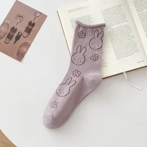 Miffy Cartoon Socks Kawaii School Style Athleisure Footwear for Women & Teens Warmth Cozy Comfort for Daily Wear & Light Sports