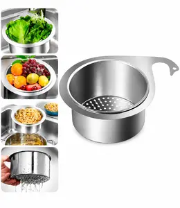 Stainless Steel Swan-Shaped Sink Drain Basket — Kitchen Sink Strainer with Hanging Hooks, Multifunctional Food Scraps Collector (Doubles as a Fruit Washing Basket) — Fits Most Sinks
