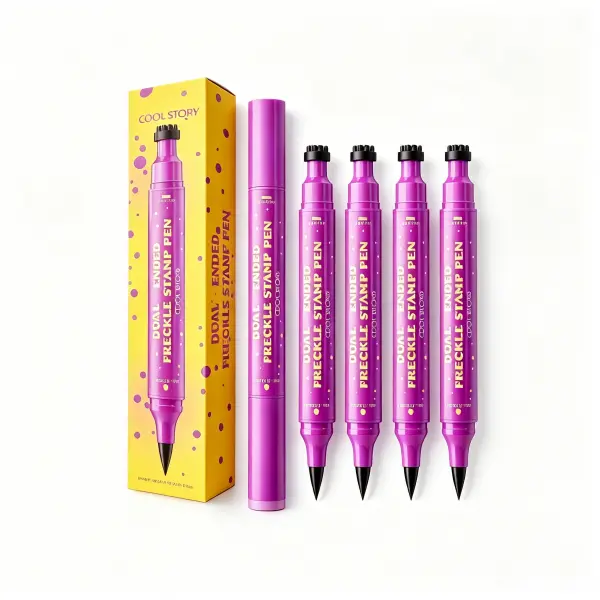 Dual-Ended Freckle Pen & Fine Point Eyeliner, Waterproof Brown Colored Eyeliner for Easy Eye Makeup, Long-Lasting Liquid Stamp for Daily Wear & Natural Faux Freckles, 4 Shades, Cosmetic, Pigment, Lightweight, Beauty Products, Wing Stamp Eyeliner, Dark Eye