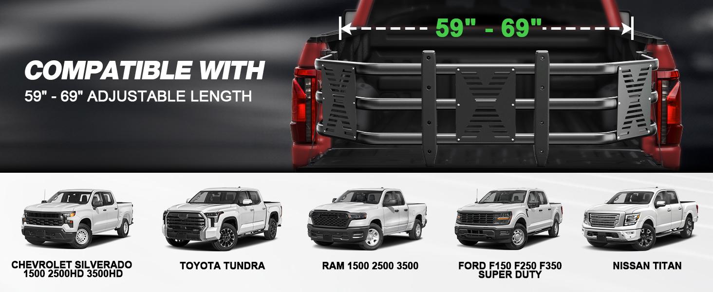 Adjustable length truck bed extender