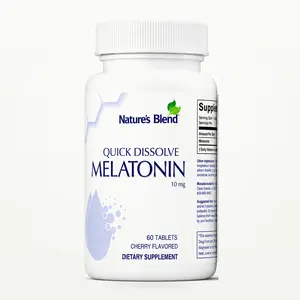 Nature's Blend Melatonin 10mg Quick Dissolve Tablets, Cherry Flavored Sleep Support Supplement, Non-GMO Gluten-Free Lab Tested, 60 Count