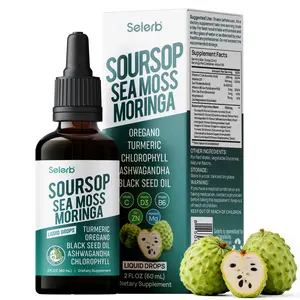 Selerb Soursop Chlorophyll Sea Moss Moringa Liquid Drops – 13-in-1 Herbal Blend with Botanical Extracts – Daily Wellness Support – Fast Absorption – 2oz