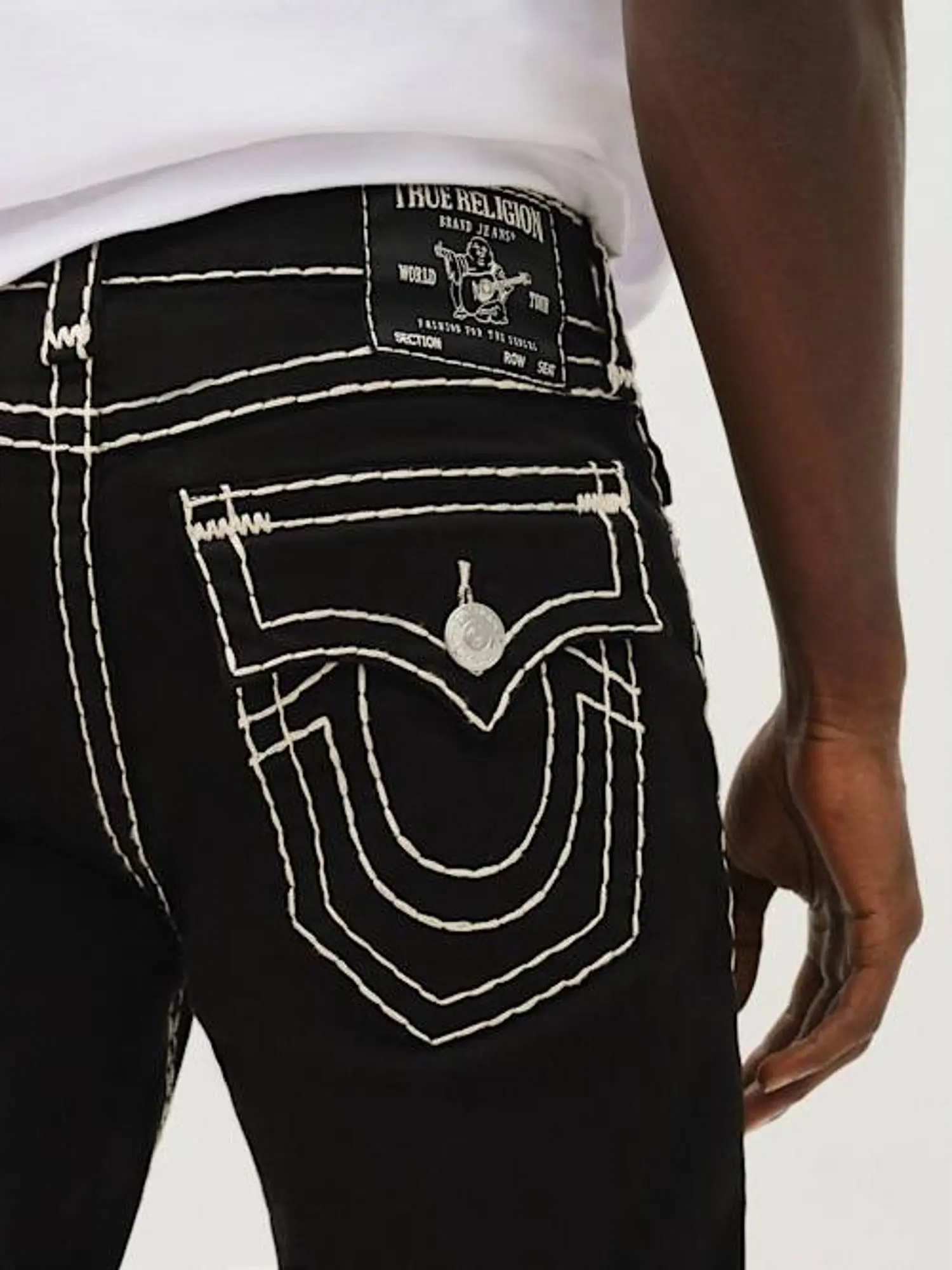 True Religion Men's Ricky Super T Straight Cut Denim Jean, Menswear Bottoms with Pockets, All-Seasons Wear