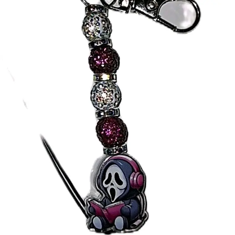 Reading Ghostface - Cellphone Smartphone Charm - Bag Clip Keychain Accessory - Compact & Convenient - Versatile Use - Fun Accessory
