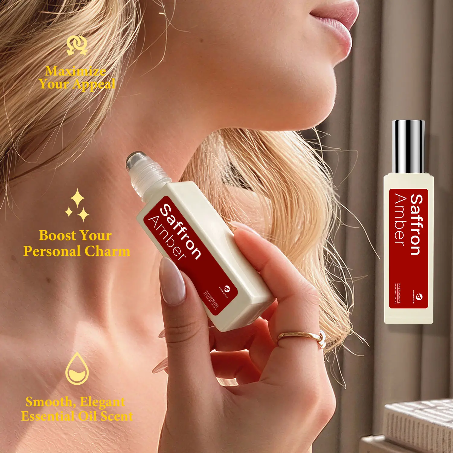 PureFitTech Pheromone Perfume Oil Roll-On for Women (10ml / 0.35oz),8+ Hours Long Lasting Travel Size Essential Fragrance & Eau De Parfum, Multi-Scents, Made in USA - Gift for Her