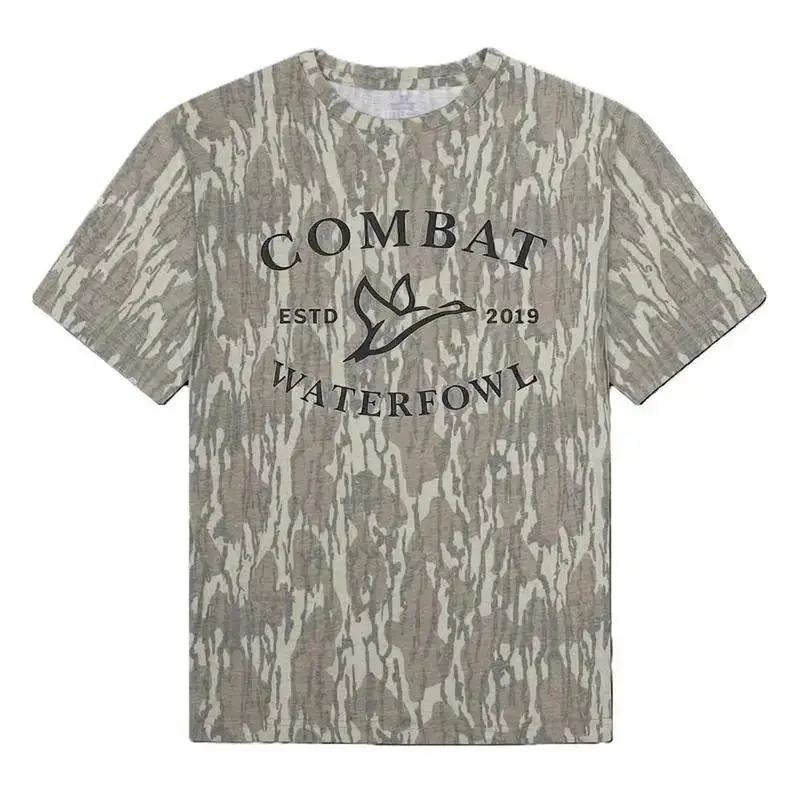 Men's Cotton Short-Sleeve Camo Tee - Mossy Oak Print, Soft Stretch, Cherry Leopard Graphic, Casual Everyday Waterfowl Streetwear Shirt