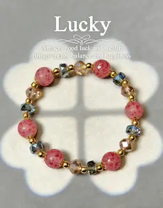 ZB-Lucky Colorblock Crystal Bracelet – Perfect Gift for Girlfriend or Yourself | Attracts Good Luck & Protection | Trendy Beaded Bracelet for Special Occasions | Blue Pink Gold Friendship Bracelet | Protection Jewelry & Fashion Accessory