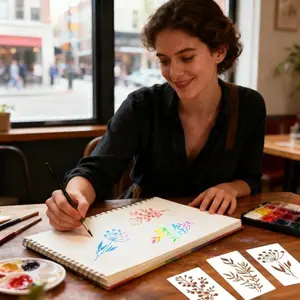 18-Piece Wildflower Stencil Set for Painting, Art Supplies, Reusable Plastic DIY Plant Patterns, Perfect for Wood Walls Doors Canvas Home Decor