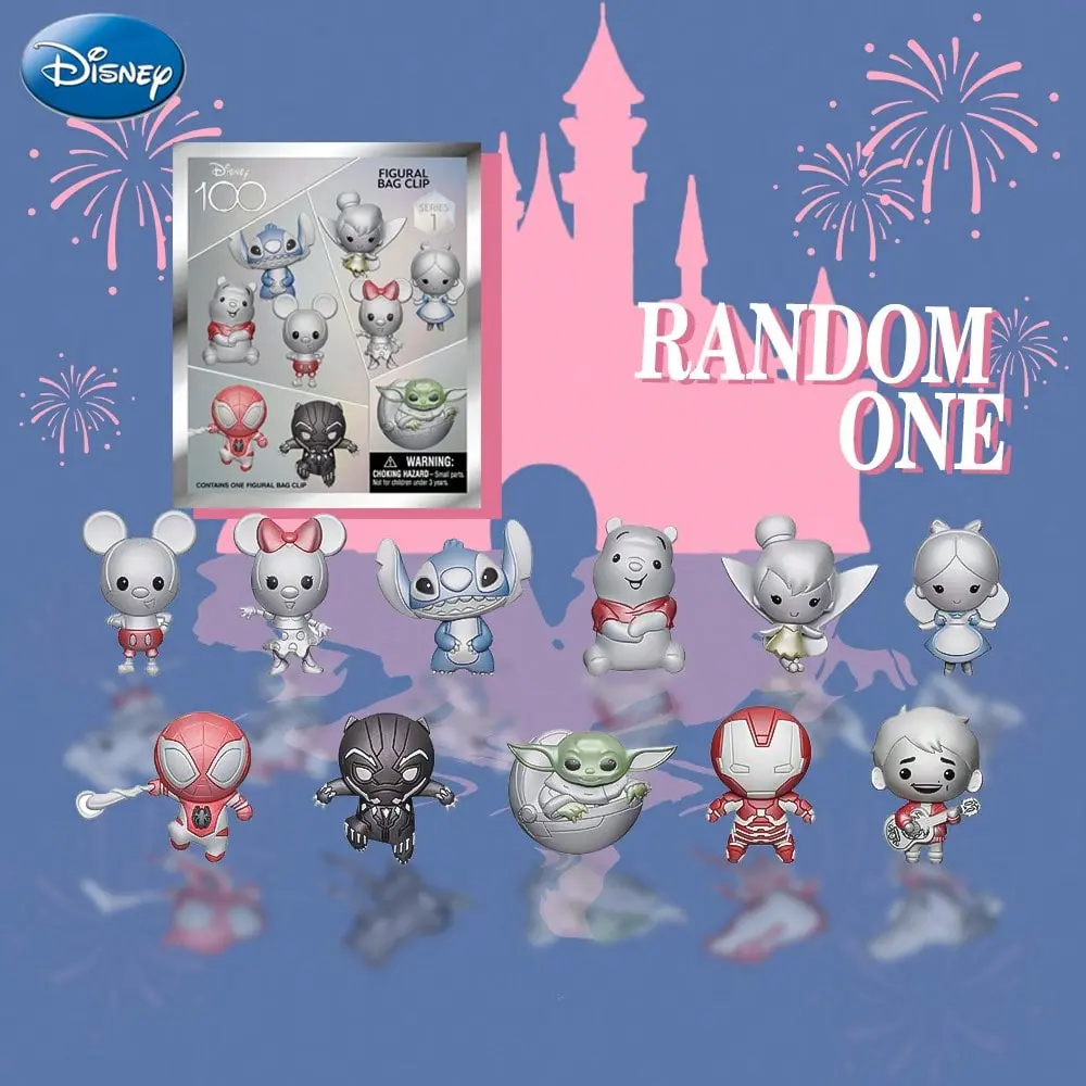 1PC Disney Officially Licensed 100th Anniversary Limited Edition Cute Authentic Keychain Series Figures Blind Bag Bag Car Phone Charm Stitch Spider-Man Winnie The Pooh Random One Party Favors Cute Keychains