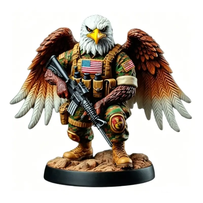 Eagle Soldier Ornament Decorative Design, Resin Craft Art Piece, Creative Eagle General Sculpture, Unique Home Decoration Item, Resin Sculptures, Unique Ornaments