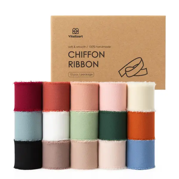1.5 Inch x 75 Yd Chiffon Fringe Ribbon Set, 15 Rolls Assorted Color Ribbon for Gift Wrapping, Wedding Bouquets, Party DIY Decor, Vitalizart, dealsforyou, summerwins