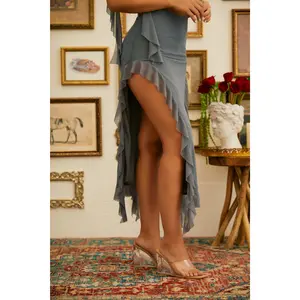 Maia Mesh Midi Skirt - Cement