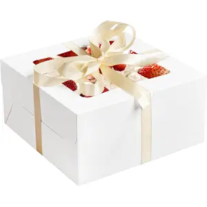 24 count Cake Boxes with Window, 10x10x5 Inches White Bakery Boxes, Cookie Dessert Boxes, Pastry Box, Square Cardboard Cake Box for Cake, Birthday Party, Donuts, Wedding