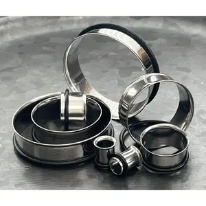 PAIR of Beautiful 316L Surgical Steel Single Flare Tunnels/Plugs with O-Rings - Gauges 12g (2mm) thru 2" (51mm)