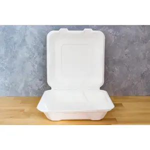 8" x 8" Molded Fiber Clamshell (200pcs) | Compostable | PFAS-Free